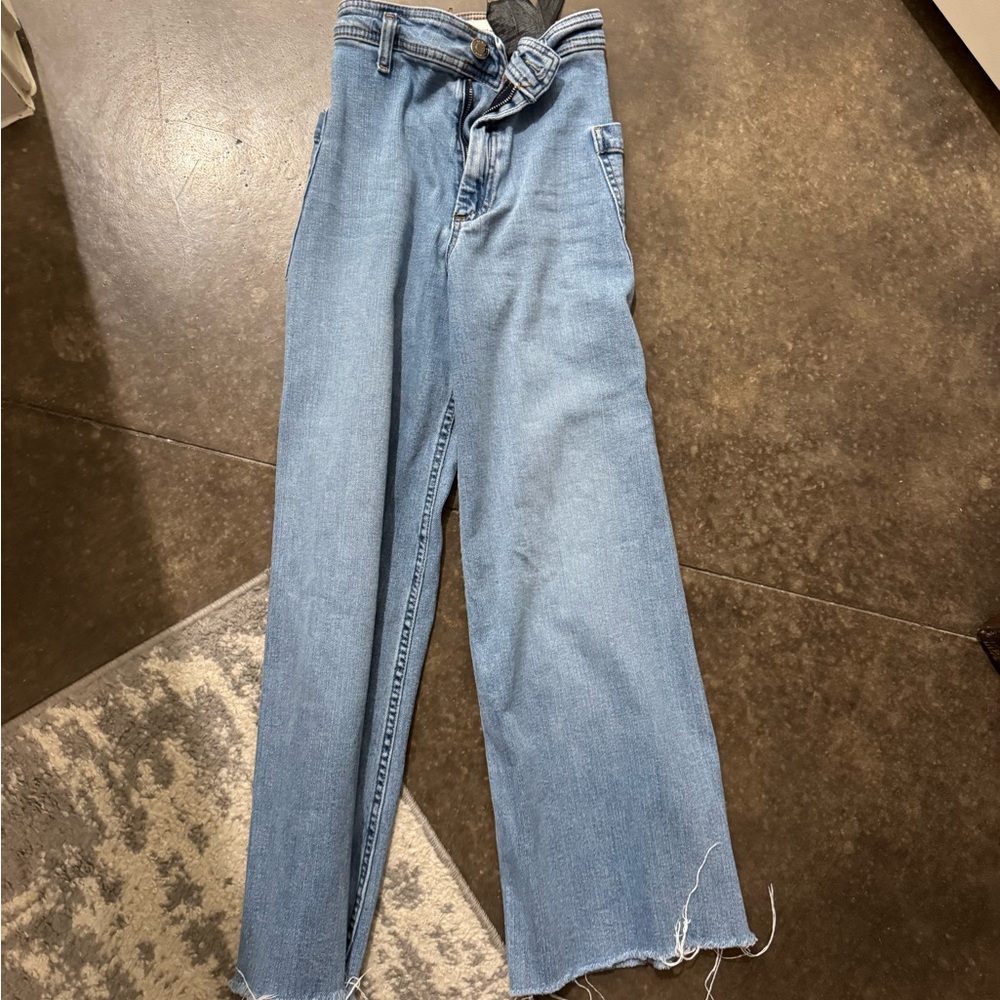 Zara Marine Wide Leg Flare Jeans